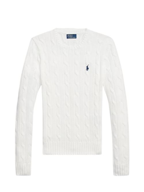 Crew neck sweater in cable knit cotton LAUREN RALPH LAUREN | RINETT-LONG SLEEVE-PULLOVER.WHITE